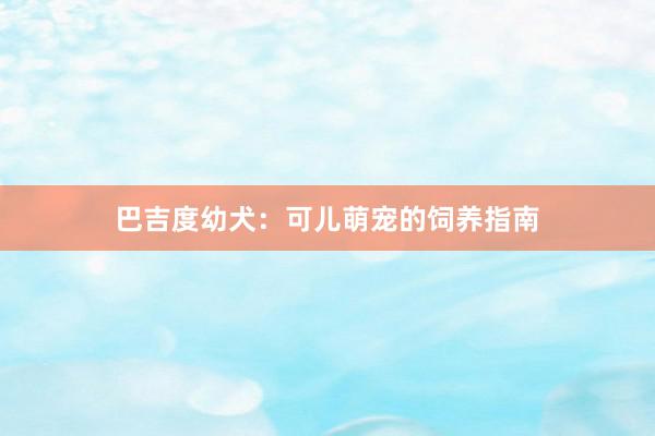 巴吉度幼犬:可儿萌宠的饲养指南